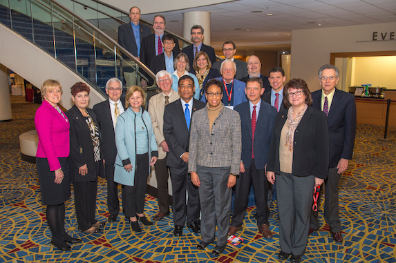The Public Affairs and Information Committee, under the leadership of Maria Burka (front row, center left), is working to expand AIChE’s interaction with government, prioritize issues that impact chemical engineers, and develop tools for members conducting outreach at the grassroots level.
