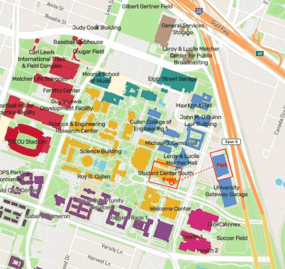 Map to UH Student Center