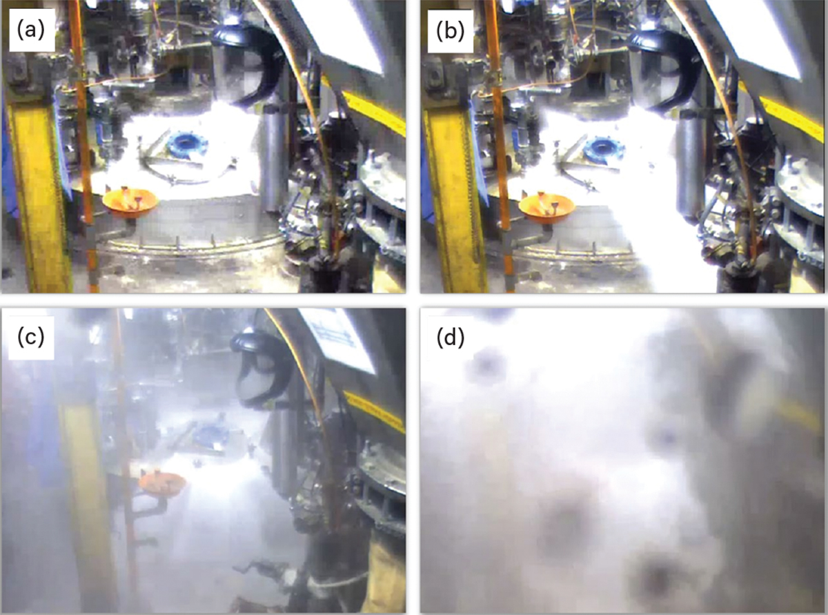 Naphtha release forms vapor cloud. First six seconds captured in images.