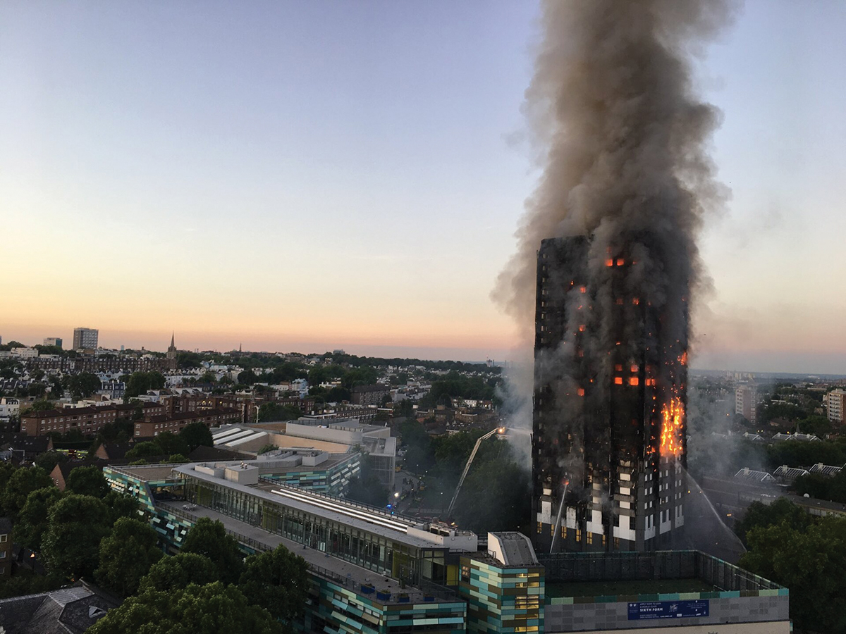 The 2017 Grenfell Tower fire caused catastrophic loss of life and property. During renovations two years earlier, cheaper cladding materials were used, compromising the building's fire resistance.