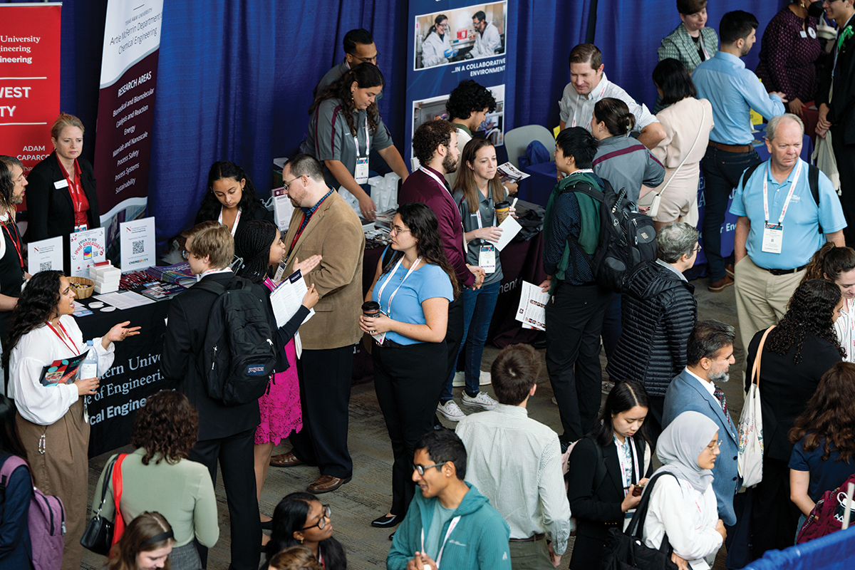  At the Recruitment Fair, students discussed career options with representatives from 100 graduate schools and Student Conference sponsor companies.