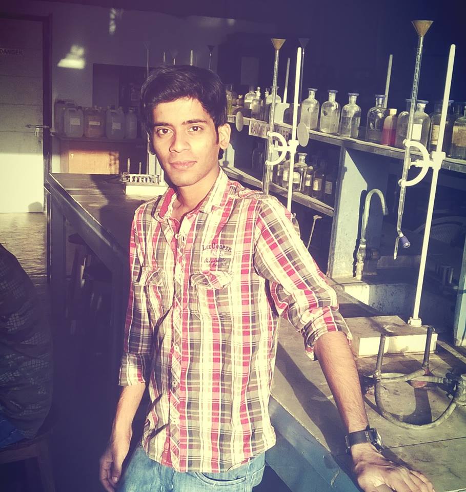 Arunkumar in his college chemistry lab.