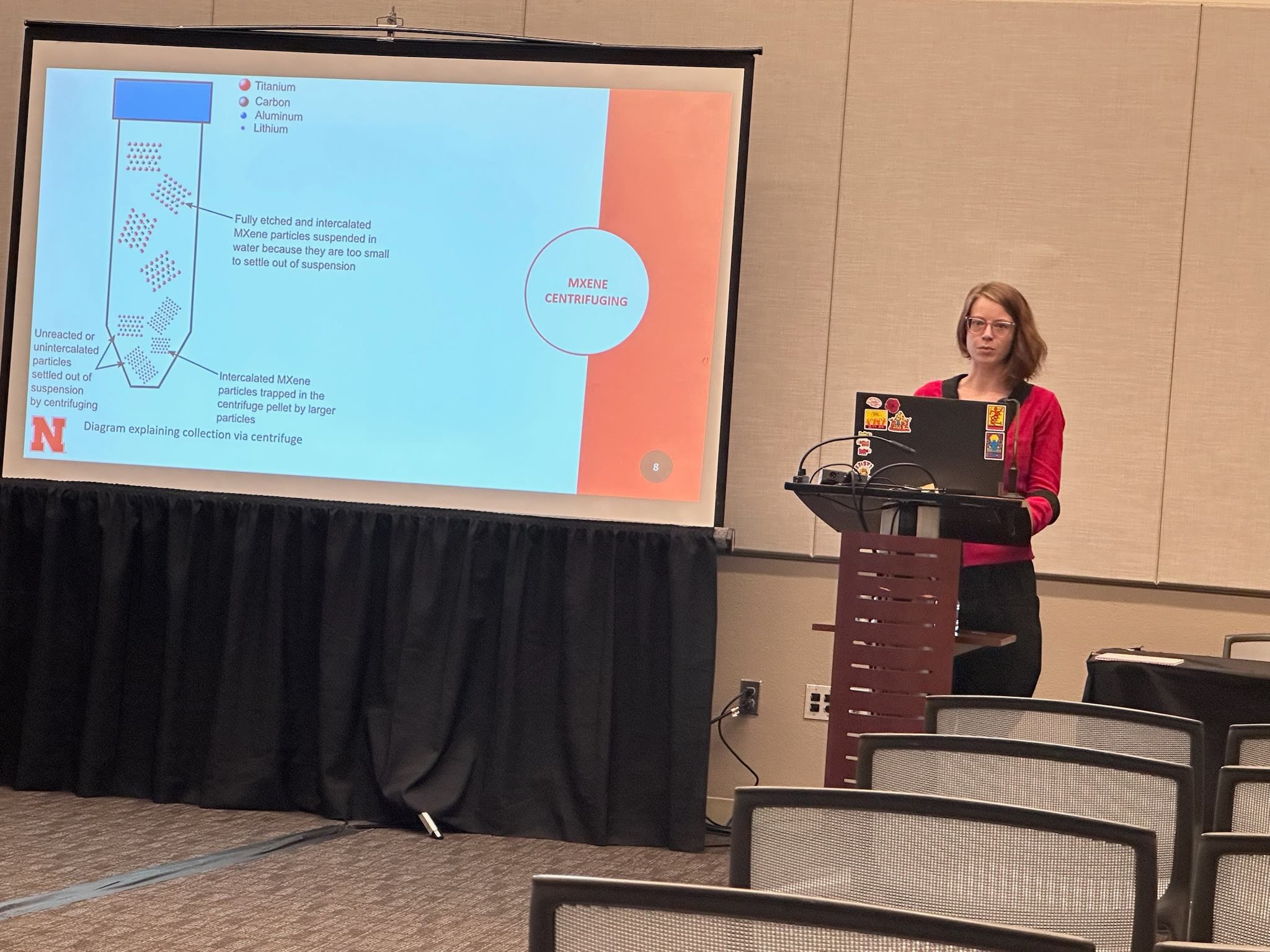 Alyssa presenting on their work in wool textile-based supercapacitors at the 2022 AICHE Annual Meeting 