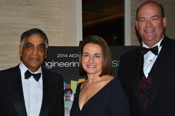 (L to R) Gala honoree Raj L. Gupta, Patricia A. Woertz, and Ryan M. Lance