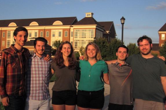 From left to right in the image: Luay Ahmed, Daniel Waldron, Julia Poth, Erin Stalcup, Nate Stephens, Trevor Schmehl