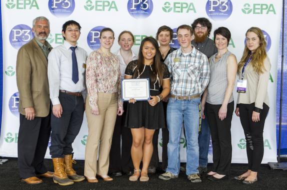 MTU’s team received the 2015 YCOSST P3 award, pictured here with Lek Kideli (EPA) and Lucy Alexander(AIChE).