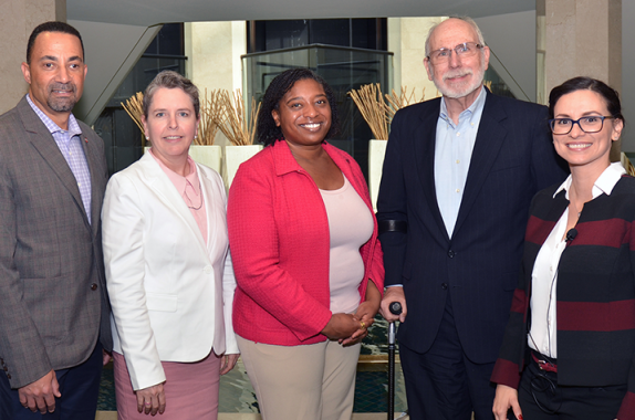 Panelists at the “Real Stories of Unconscious Bias in the Workplace” session. From left: Kevin J. Edwards, (Bechtel Infrastructure), Cynthia Murphy-Ortega (Chevron), LaRuth McAfee (University of Wisconsin, Madison), Bill Byers (CH2M Hill), and Sindia Rivera-Jiménez (University of Florida).