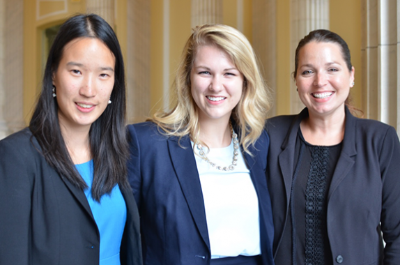 AIChE sends undergraduates to Washington, DC, each summer as part of the Washington Internships for Students of Engineering (WISE) program. This year’s interns were (from left): Kathleen Wu, Yale Univ.; Jill Schoborg, Iowa State Univ.; and Jami Summey-Rice, Univ. of Houston.