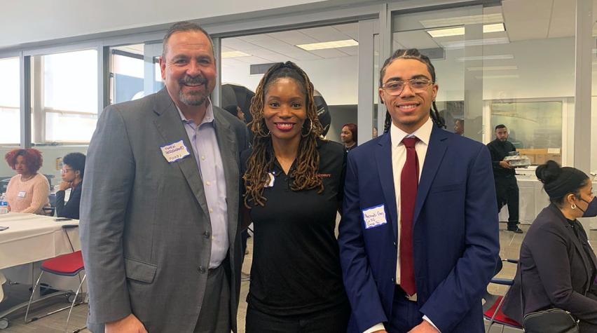 FOSSI Chair Mark Vergnano (left) is joined by Najwa Corum (center), Early Career Program Leader at Chemours, and Neranti Gary, one of the FOSSI scholars from Howard University.