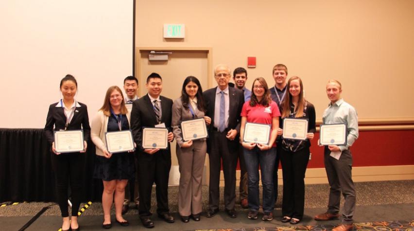 2016 President Greg Stephanopolous with Donald F. and Mildred Topp Othmer National Scholarship Award Recipients