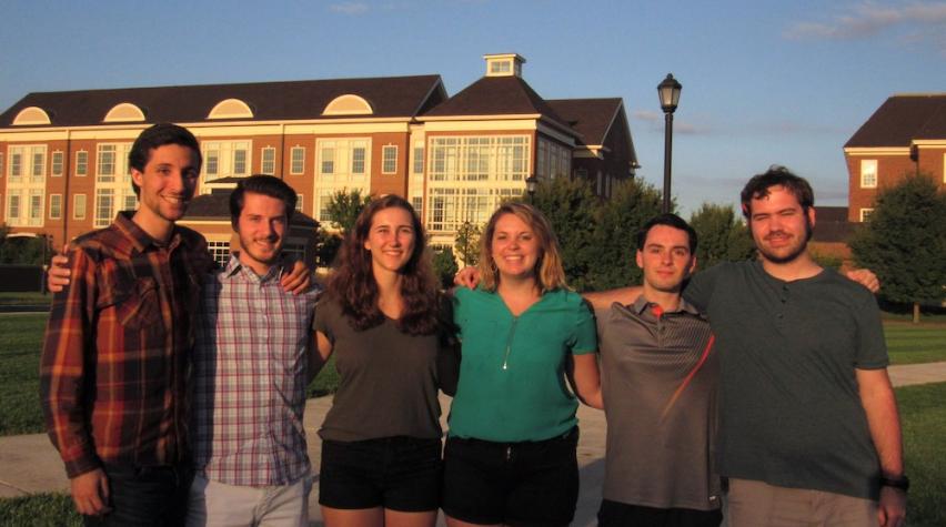 From left to right in the image: Luay Ahmed, Daniel Waldron, Julia Poth, Erin Stalcup, Nate Stephens, Trevor Schmehl