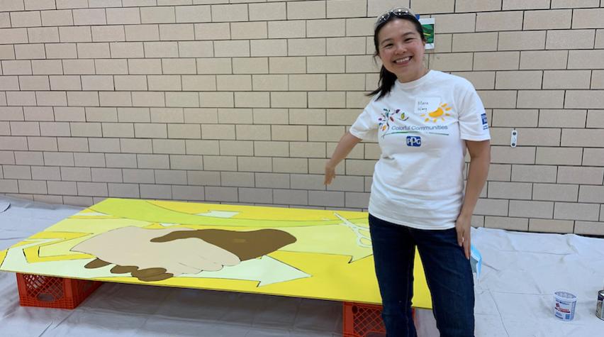 Photo: In addition to her technical leadership and mentoring of colleagues at PPG, Maria Wang participates in science education through activities such as PPG’s Colorful Communities outreach program.