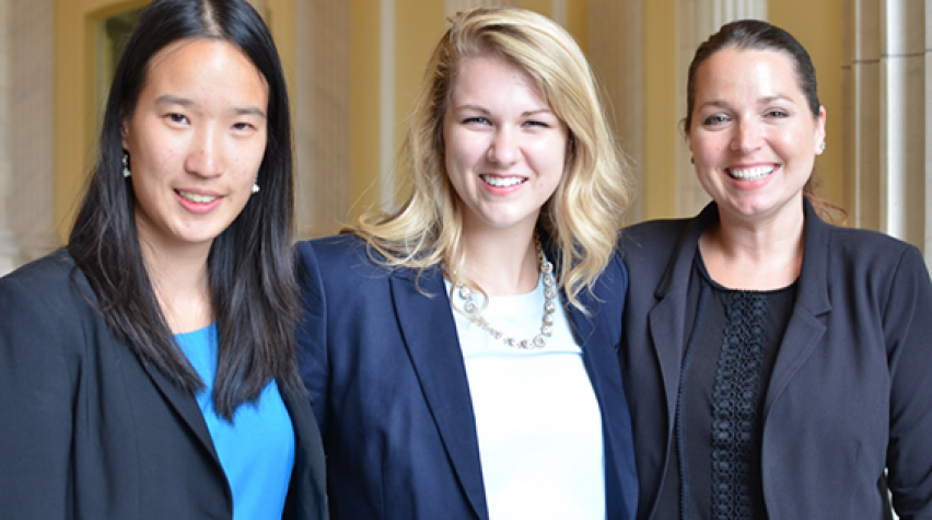 AIChE sends undergraduates to Washington, DC, each summer as part of the Washington Internships for Students of Engineering (WISE) program. This year’s interns were (from left): Kathleen Wu, Yale Univ.; Jill Schoborg, Iowa State Univ.; and Jami Summey-Rice, Univ. of Houston.