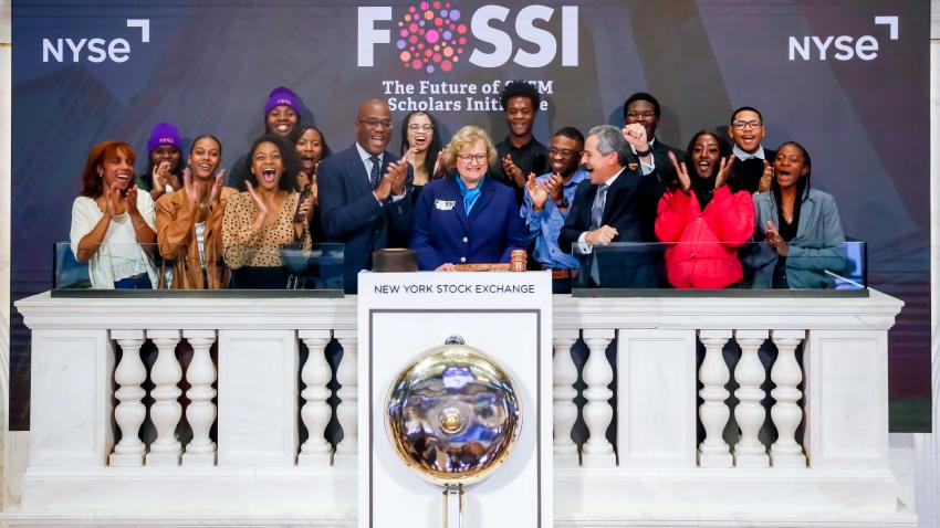 FOSSI students at the NYSE. Image courtesy of NYSE Group. NYSE does not recommend or endorse any investments, investment strategies, companies, products or services.